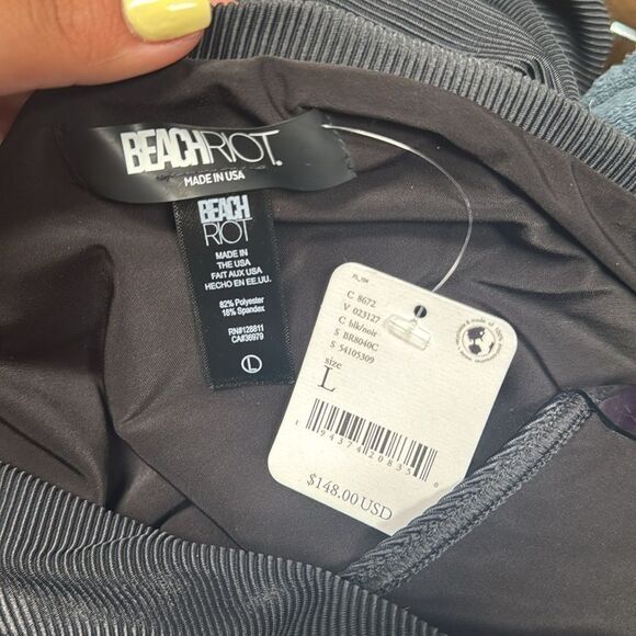 NWT Anthropologie Beach Riot Celine Cut-Out One-Piece Swimsuit Black L - Picture 8 of 9